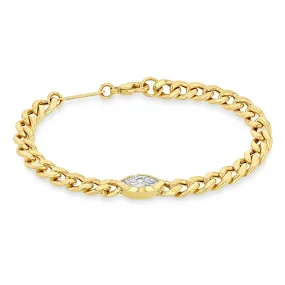 1.01 ctw Marquise Diamond Large Curb Chain Bracelet