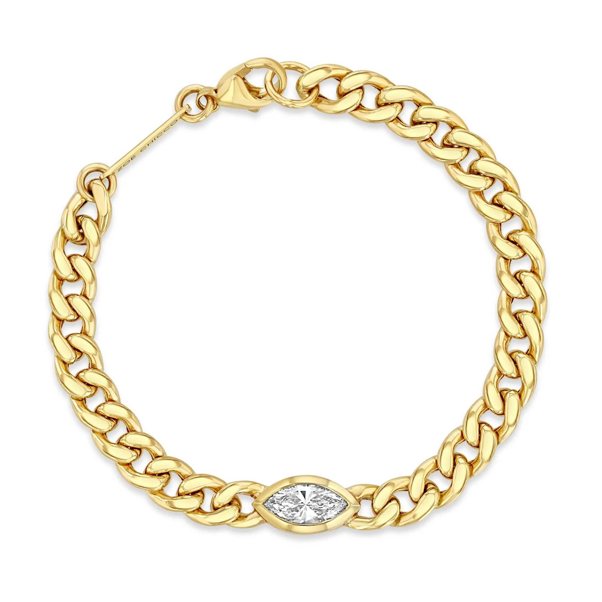 1.01 ctw Marquise Diamond Large Curb Chain Bracelet