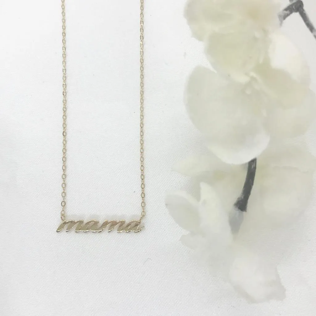 10k Gold Cursive Mama Necklace