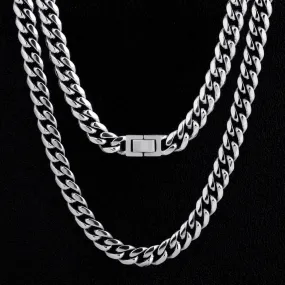 10mm Cuban Link Chain in White Gold for Men's Necklace KRKC