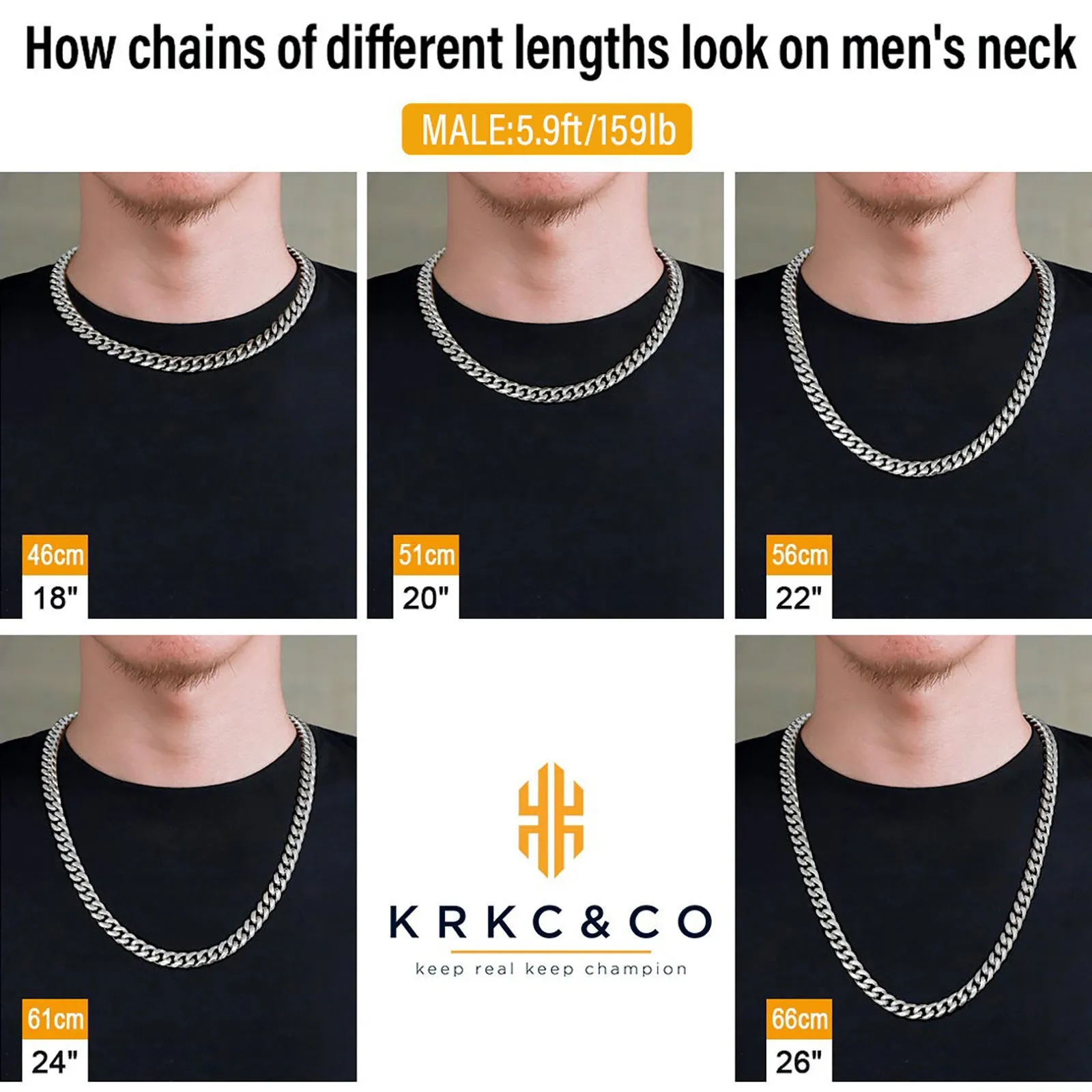 10mm Cuban Link Chain in White Gold for Men's Necklace KRKC