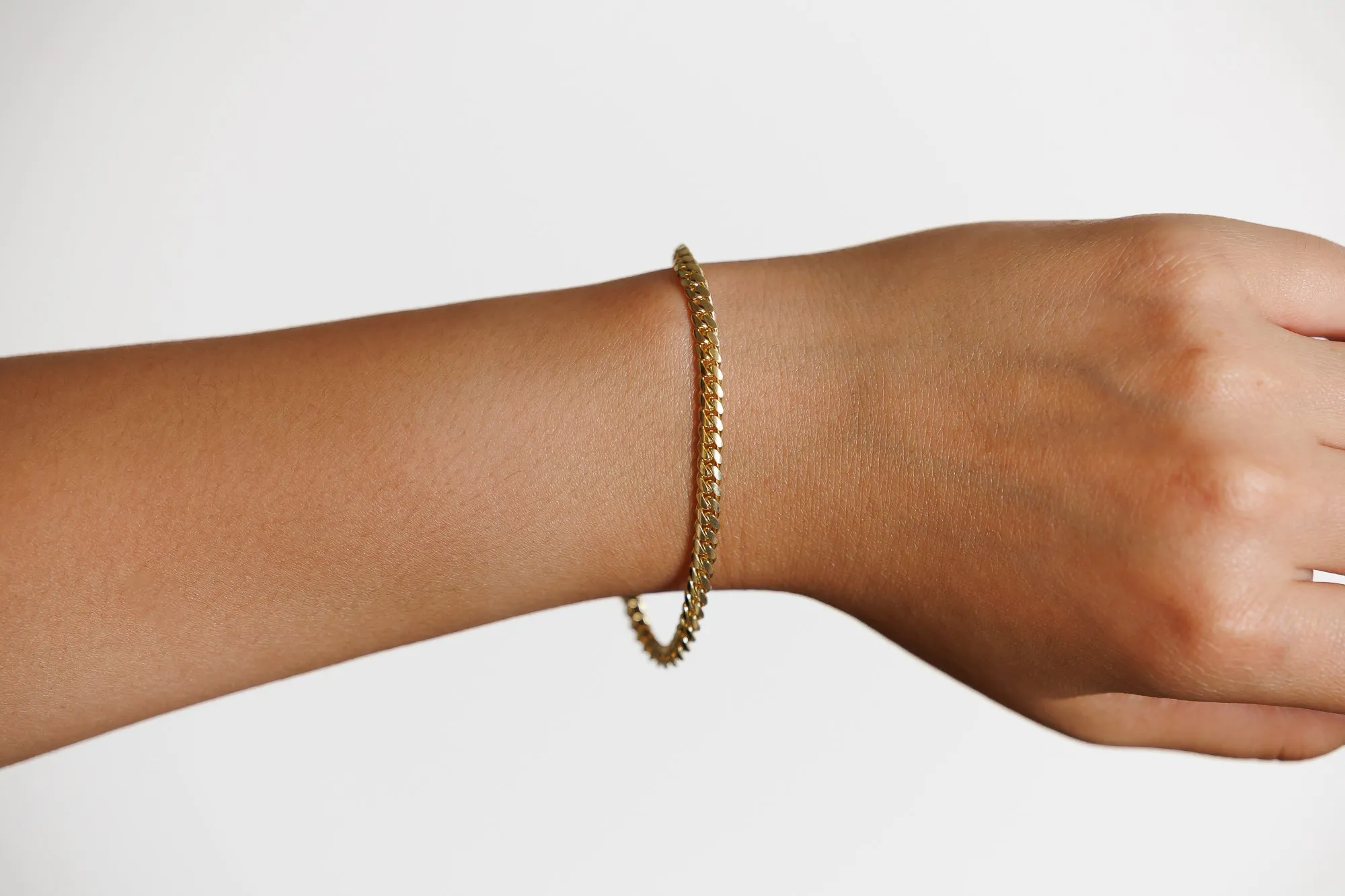 14K Gold Miami Chain Bracelet | Solid 14K Gold Finished Bracelet