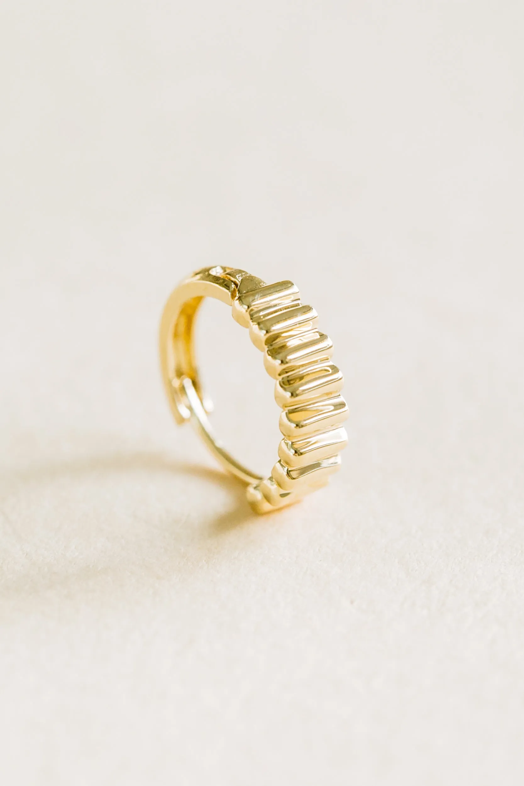 14K Solid Gold Winkle Earring Hoop Ring