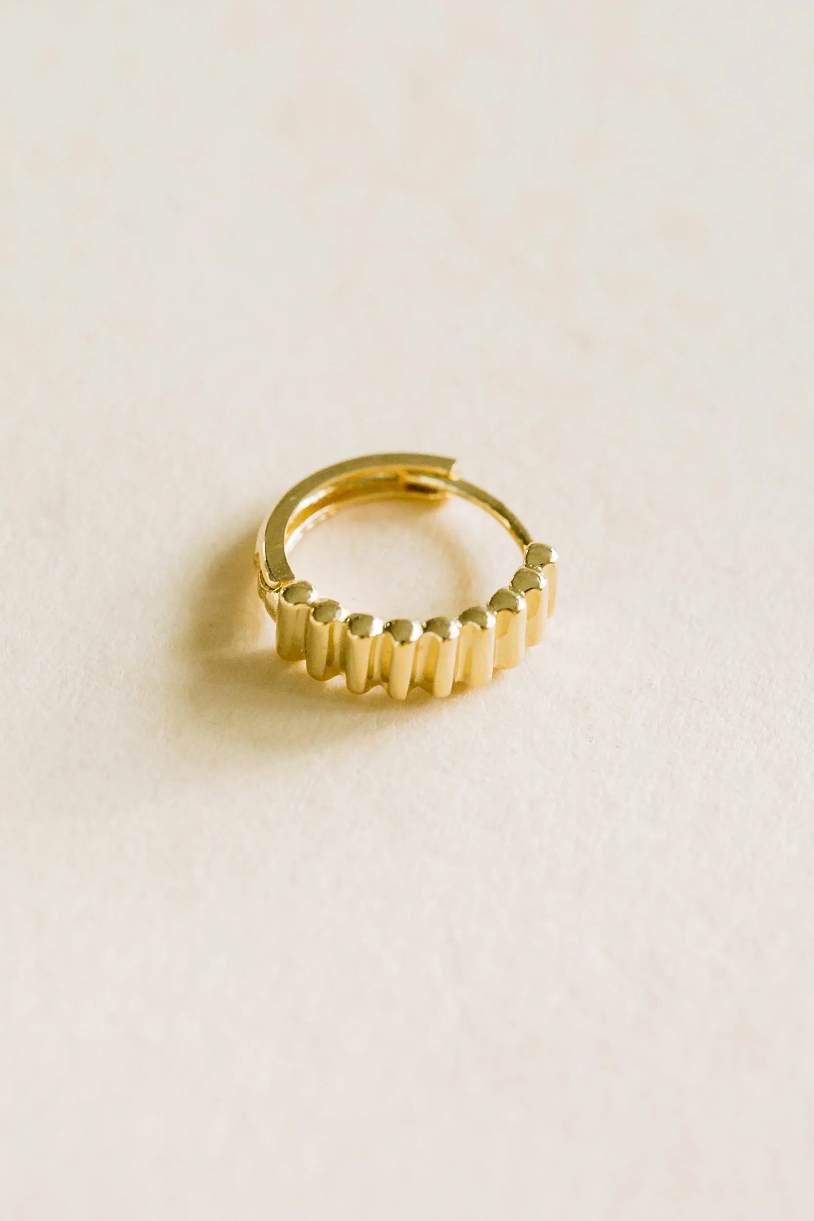 14K Solid Gold Winkle Earring Hoop Ring