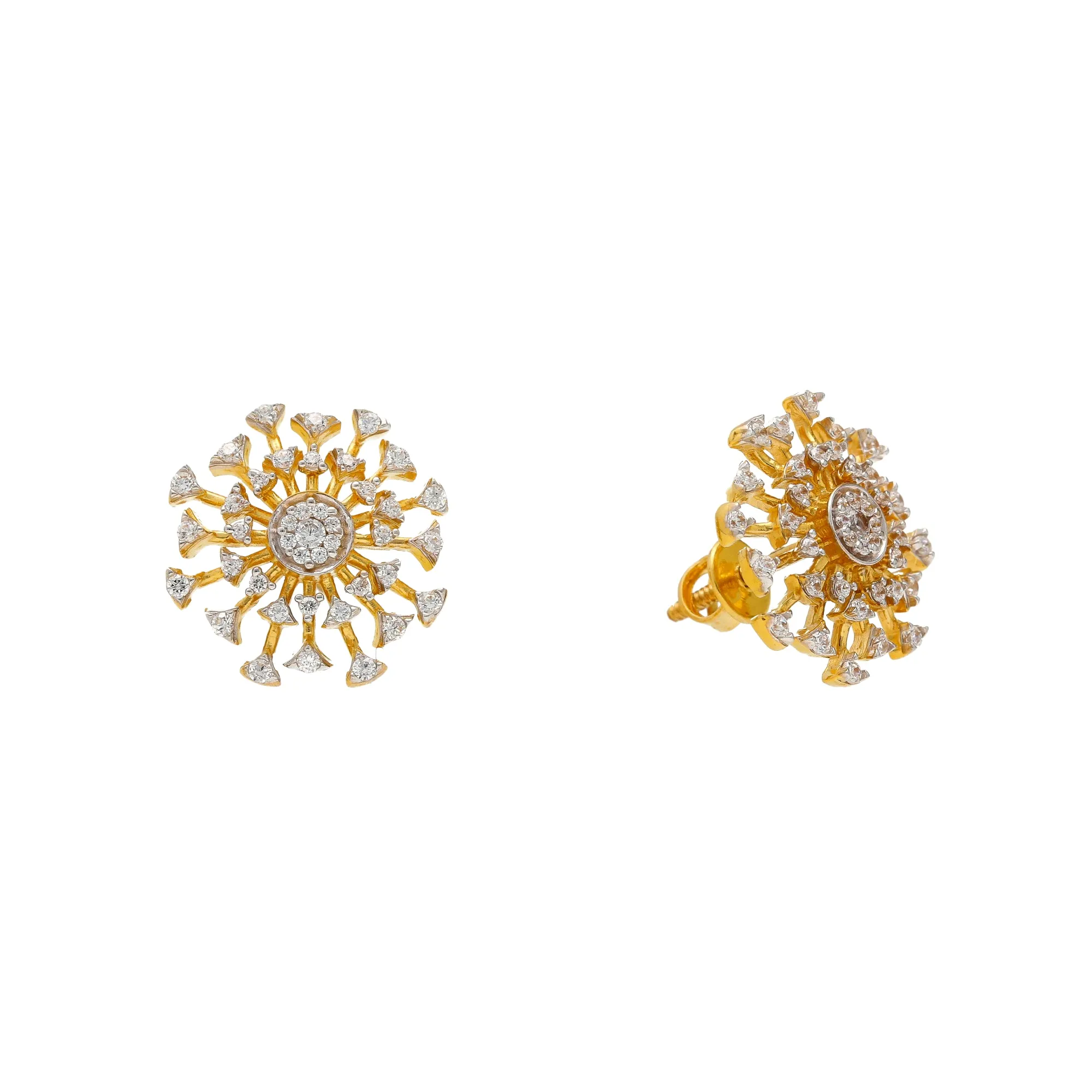 22K Yellow Gold & CZ Stud Earrings (5.9gm)