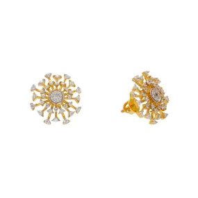 22K Yellow Gold & CZ Stud Earrings (5.9gm)