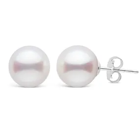 9.0-9.5 mm White Akoya AA  Pearl Stud Earrings