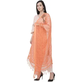 A R Silk Cotton square Regular Dupatta Color Peach Dupatta or Chunni