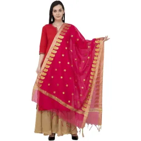 A R Silk VNS Ambi Booti Fancy Dupatta Color Rani Dupatta or Chunni