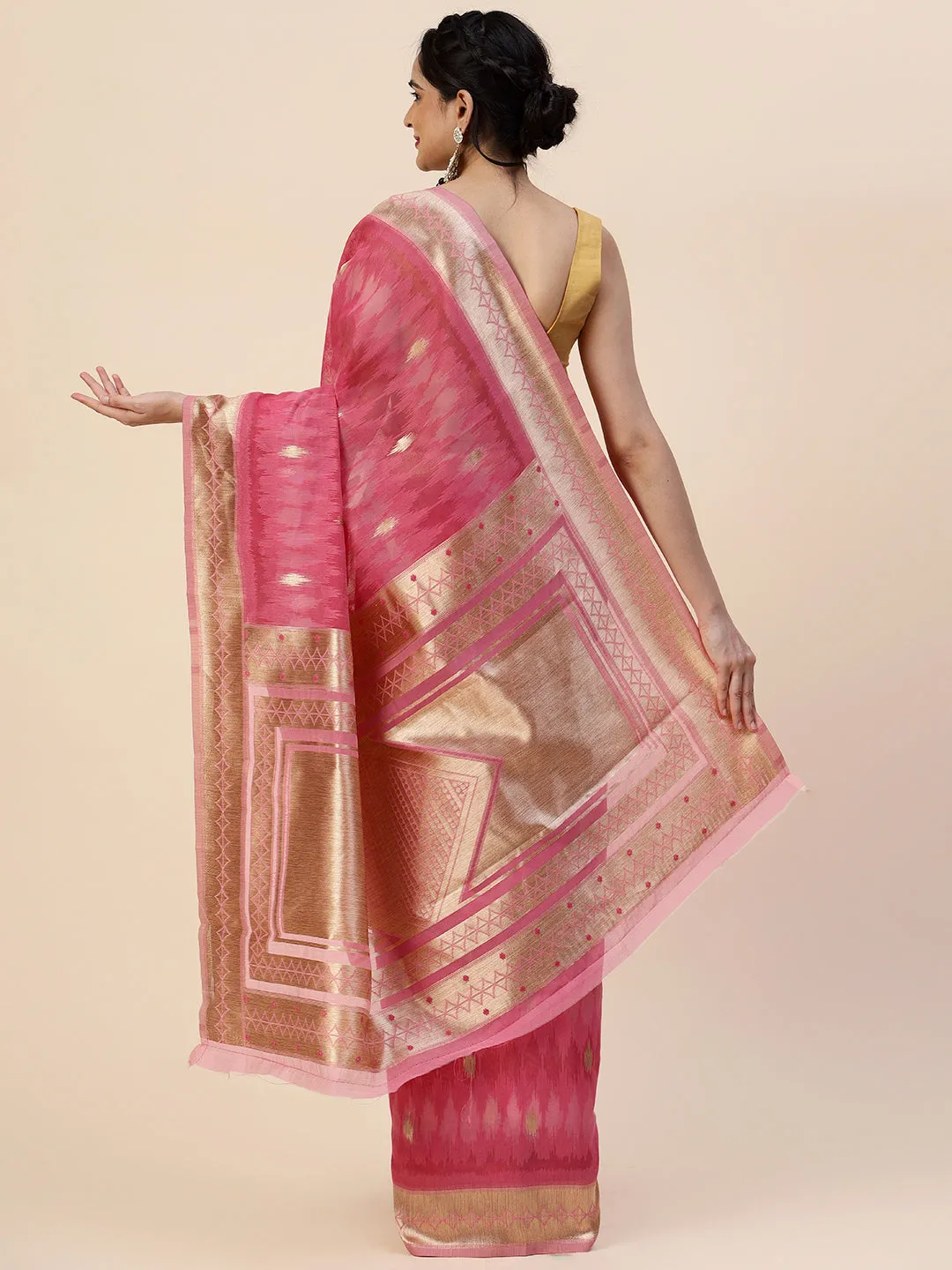 Abstract Ikat Printed Cotton Saree