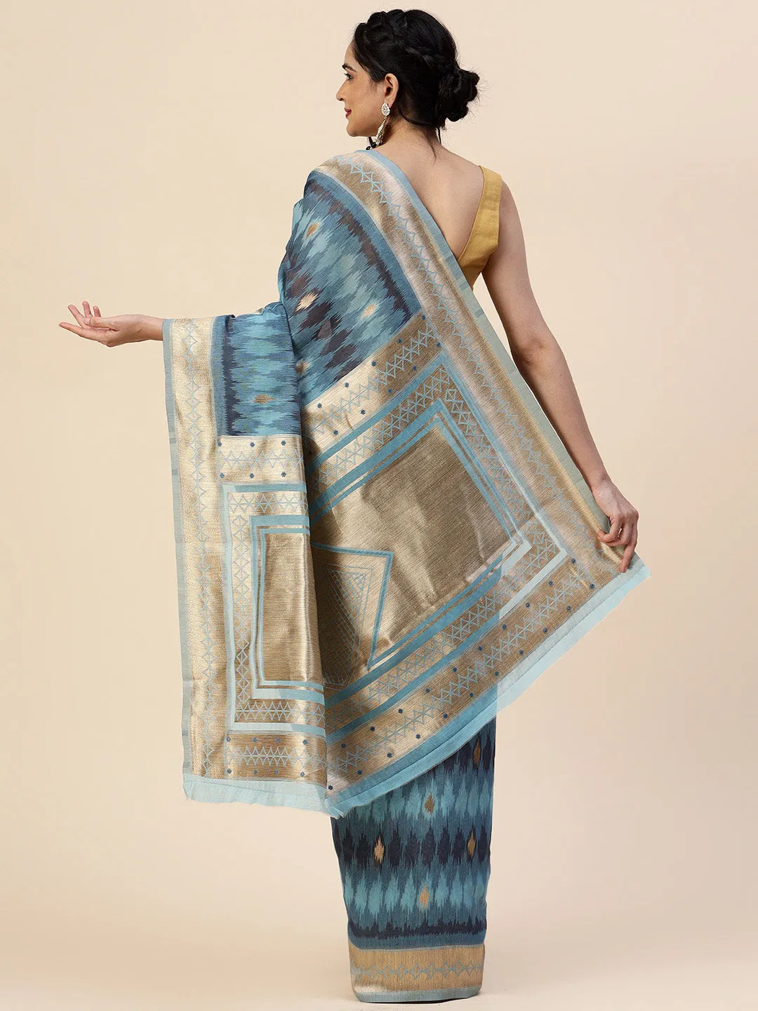 Abstract Ikat Printed Cotton Saree