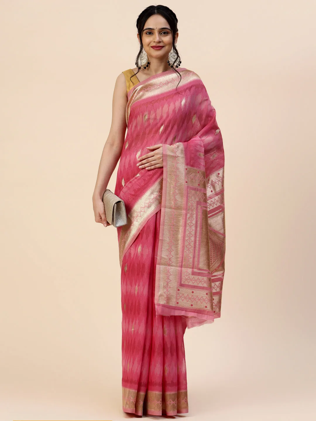 Abstract Ikat Printed Cotton Saree