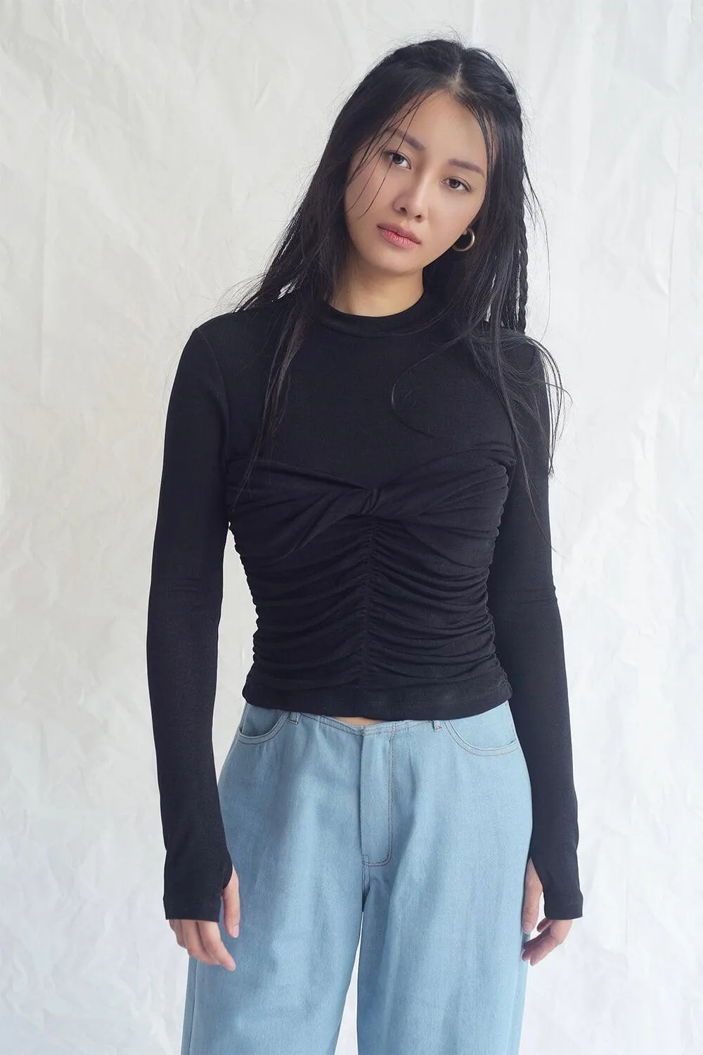 Agatha Runched Long Sleeved Top