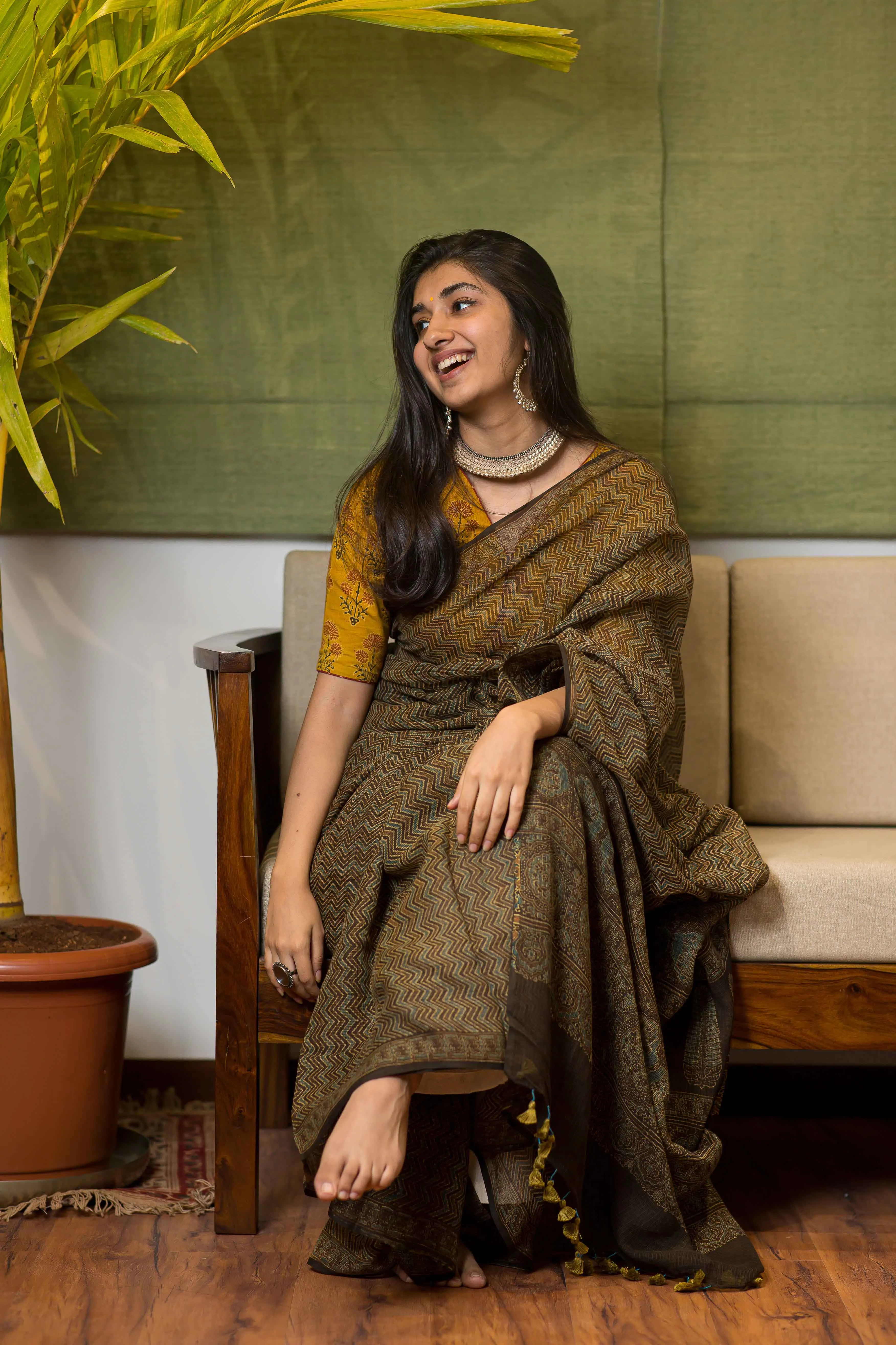 Ajrakh Natural Dyed Kota Doria Saree