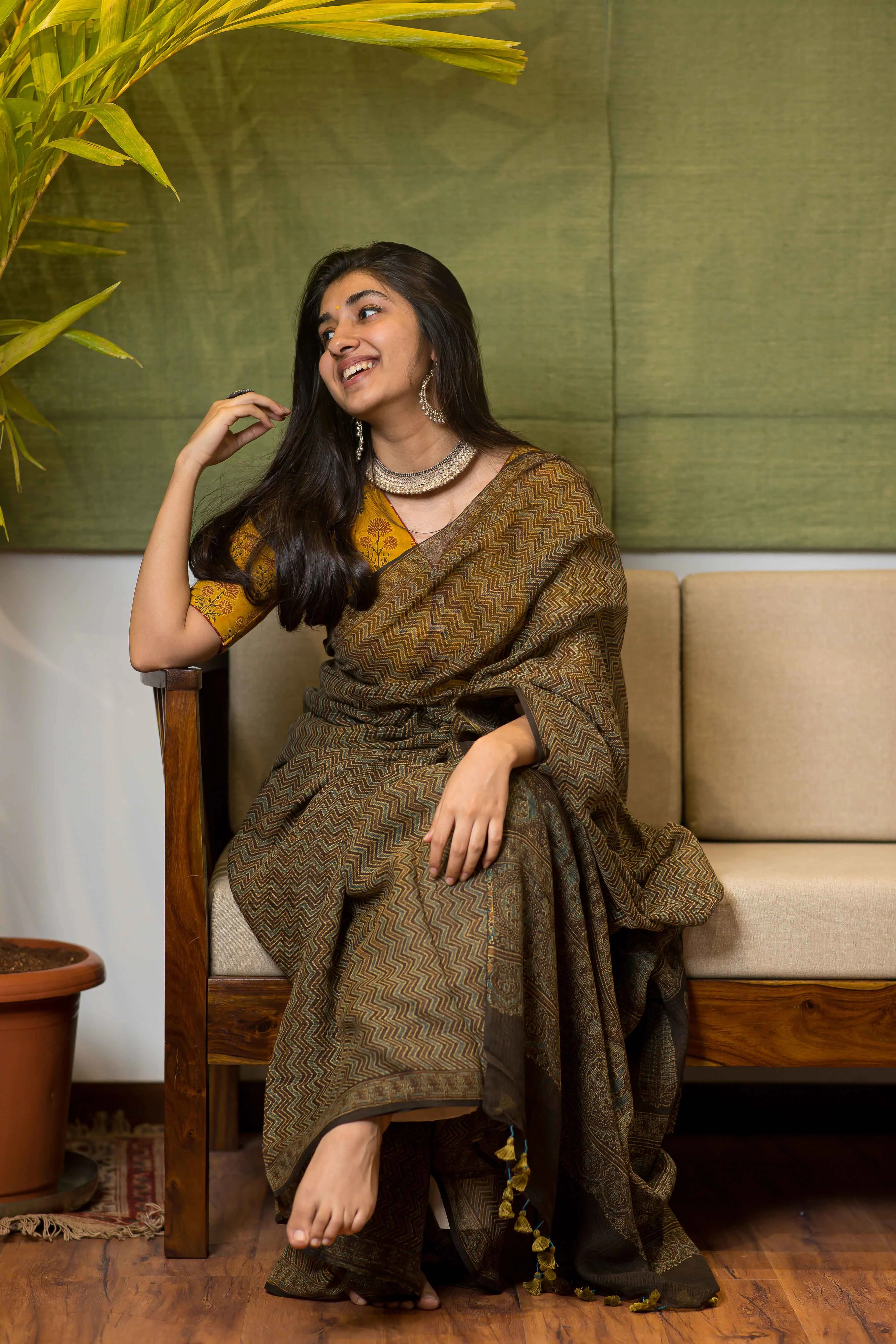 Ajrakh Natural Dyed Kota Doria Saree