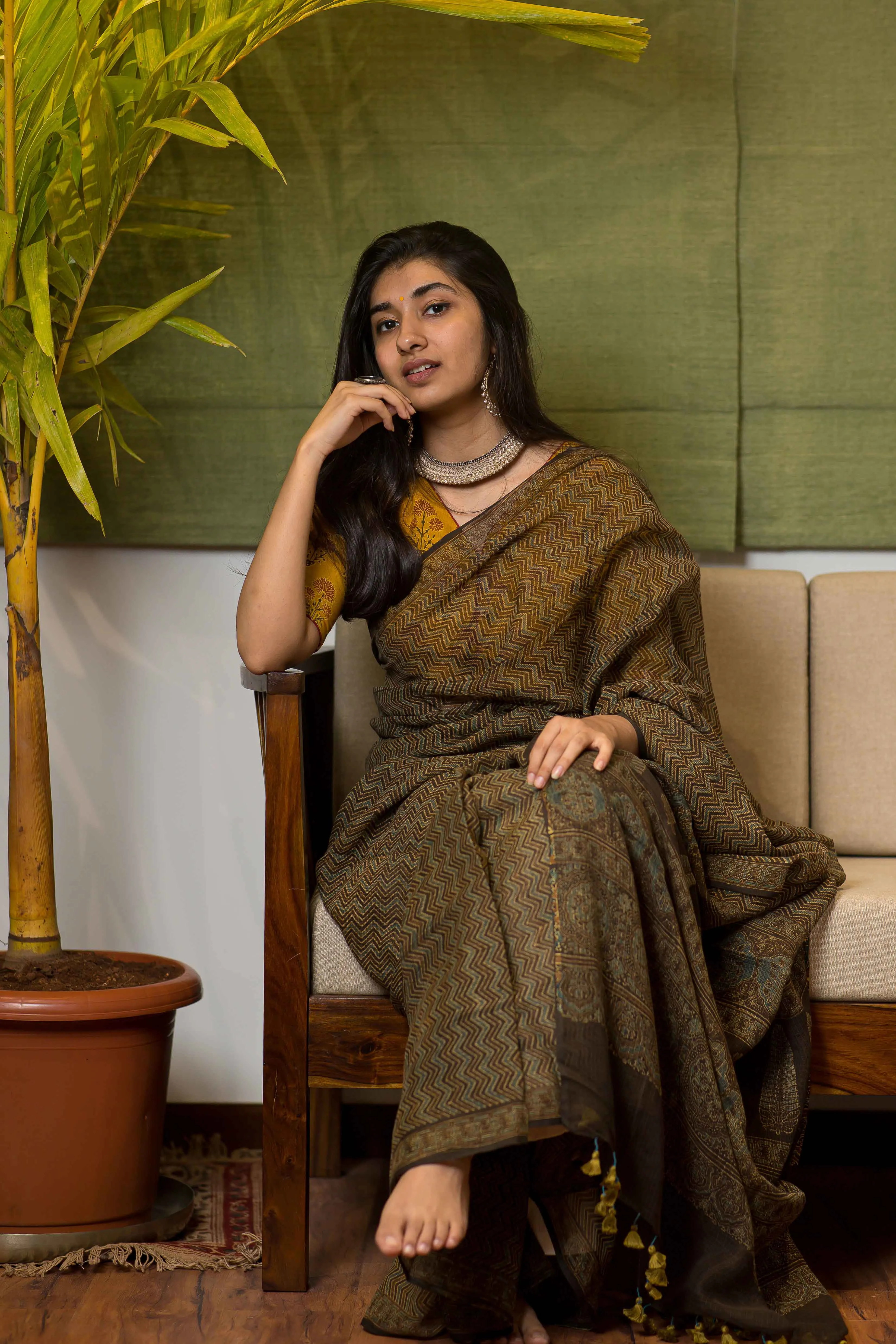 Ajrakh Natural Dyed Kota Doria Saree