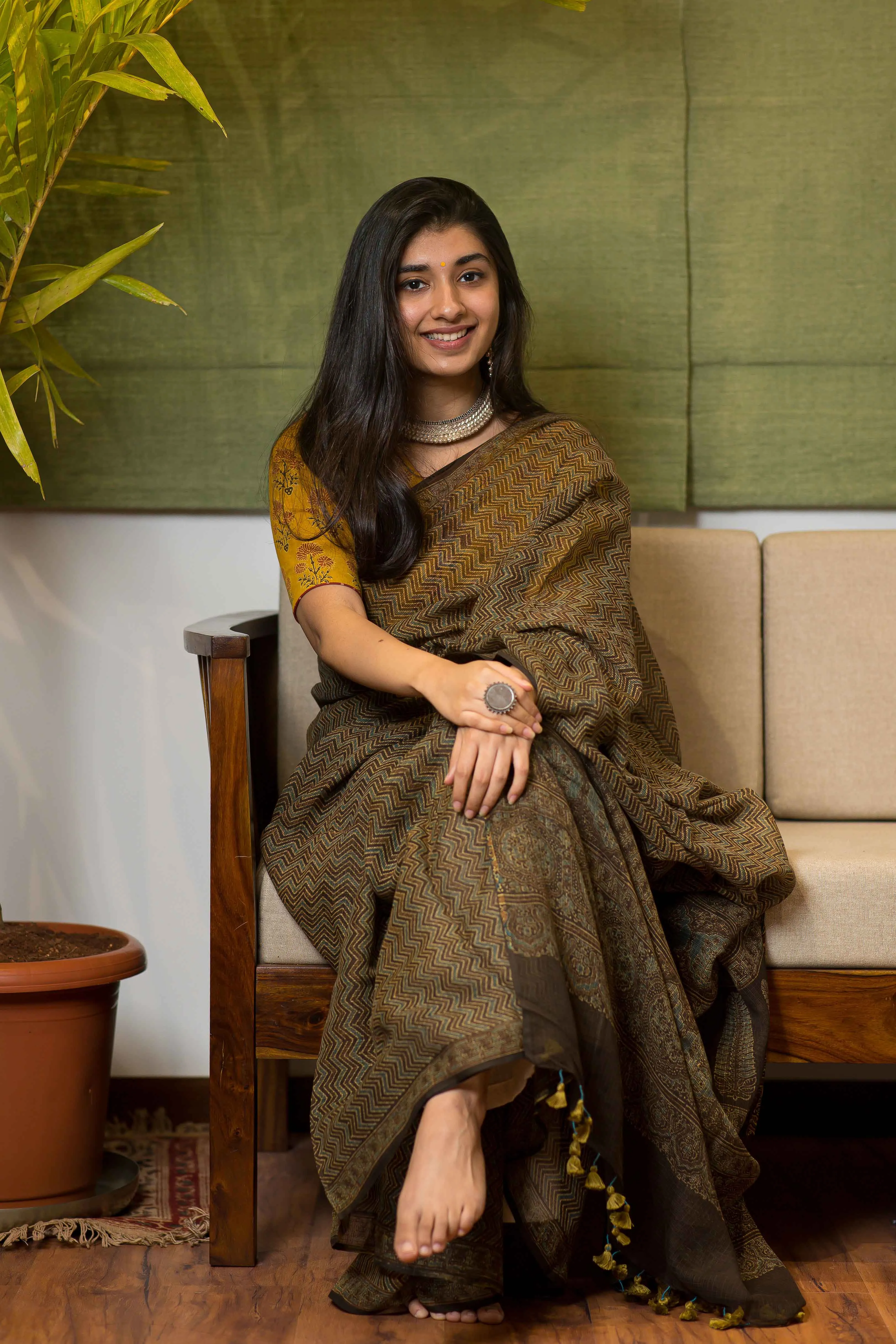 Ajrakh Natural Dyed Kota Doria Saree