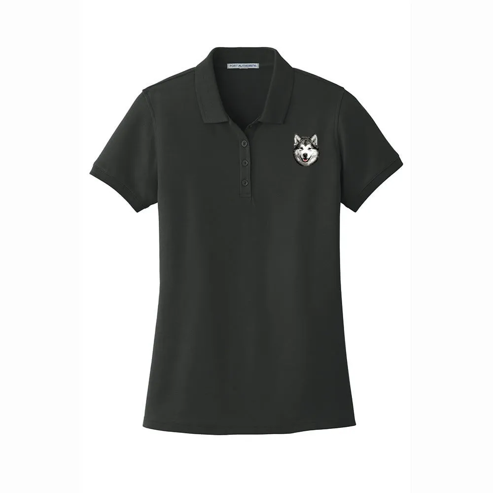 Alaskan Malamute Embroidered Women's Short Sleeve Polos