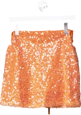 Amy Lynn London Orange Miberty Sequin Mini Skirt UK S