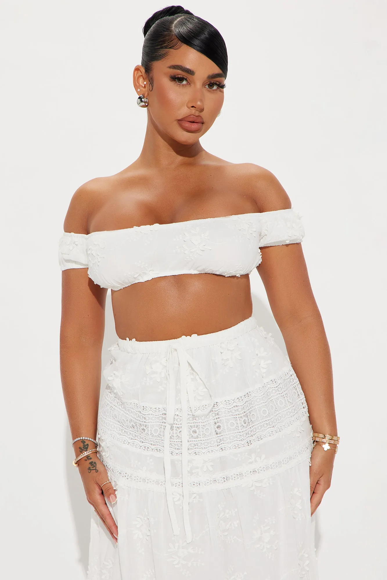 Becca Maxi Skirt Set - White