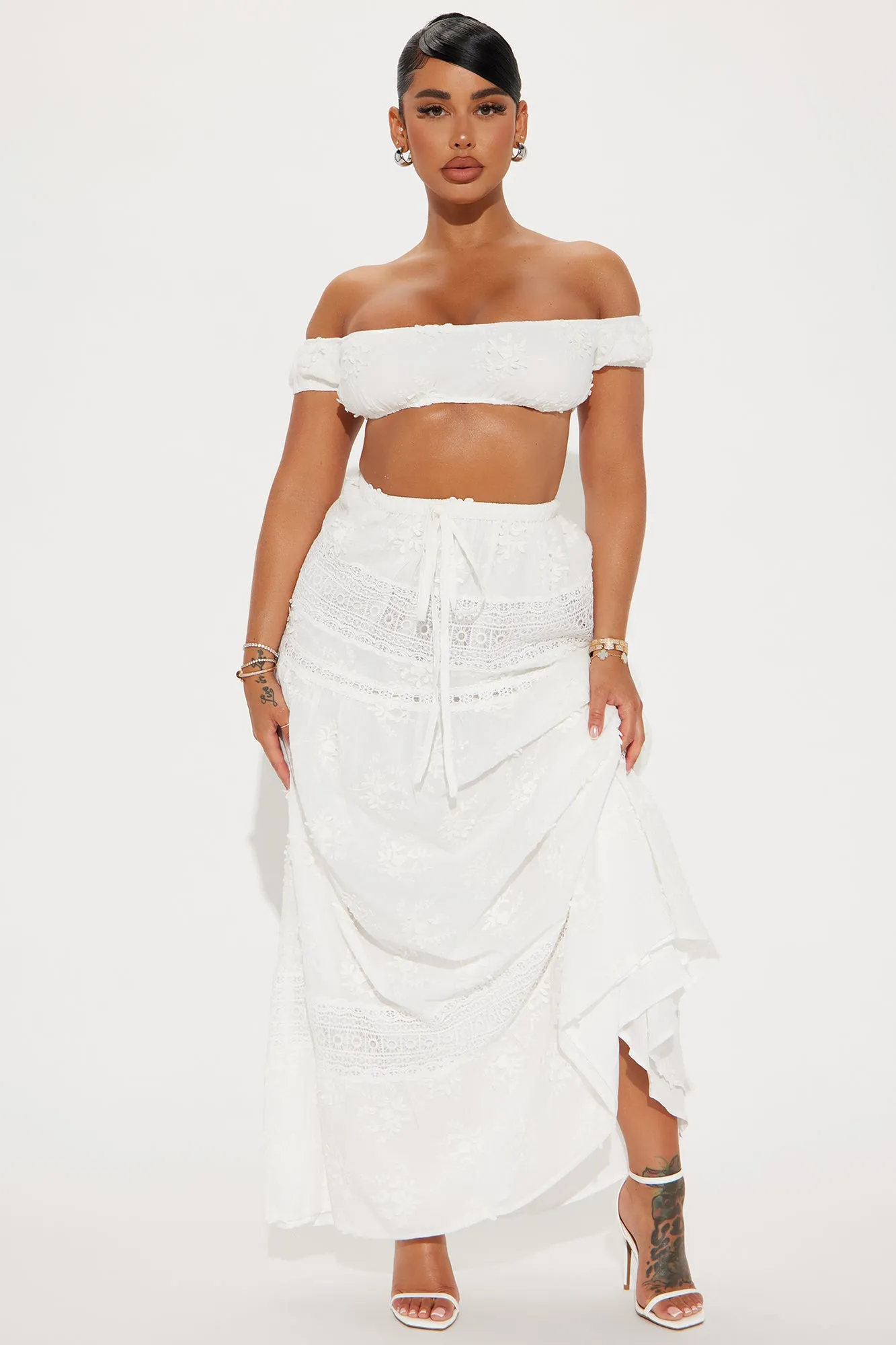 Becca Maxi Skirt Set - White