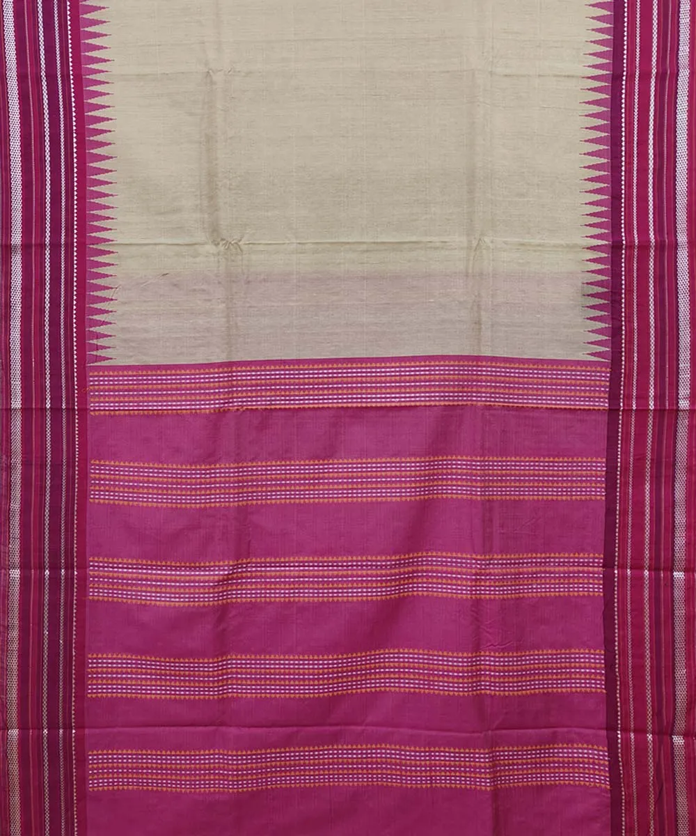 Beige magenta Tussar Silk Handwoven Sambalpuri Saree