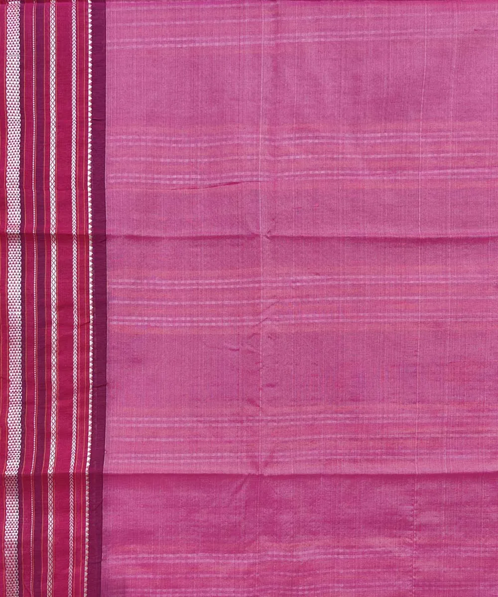 Beige magenta Tussar Silk Handwoven Sambalpuri Saree