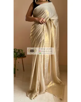 Beige Shimmer Satin Saree