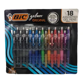 BIC Gel-ocity Gel Pens Retractable 0.7mm Smooth Vibrant, 18 Count