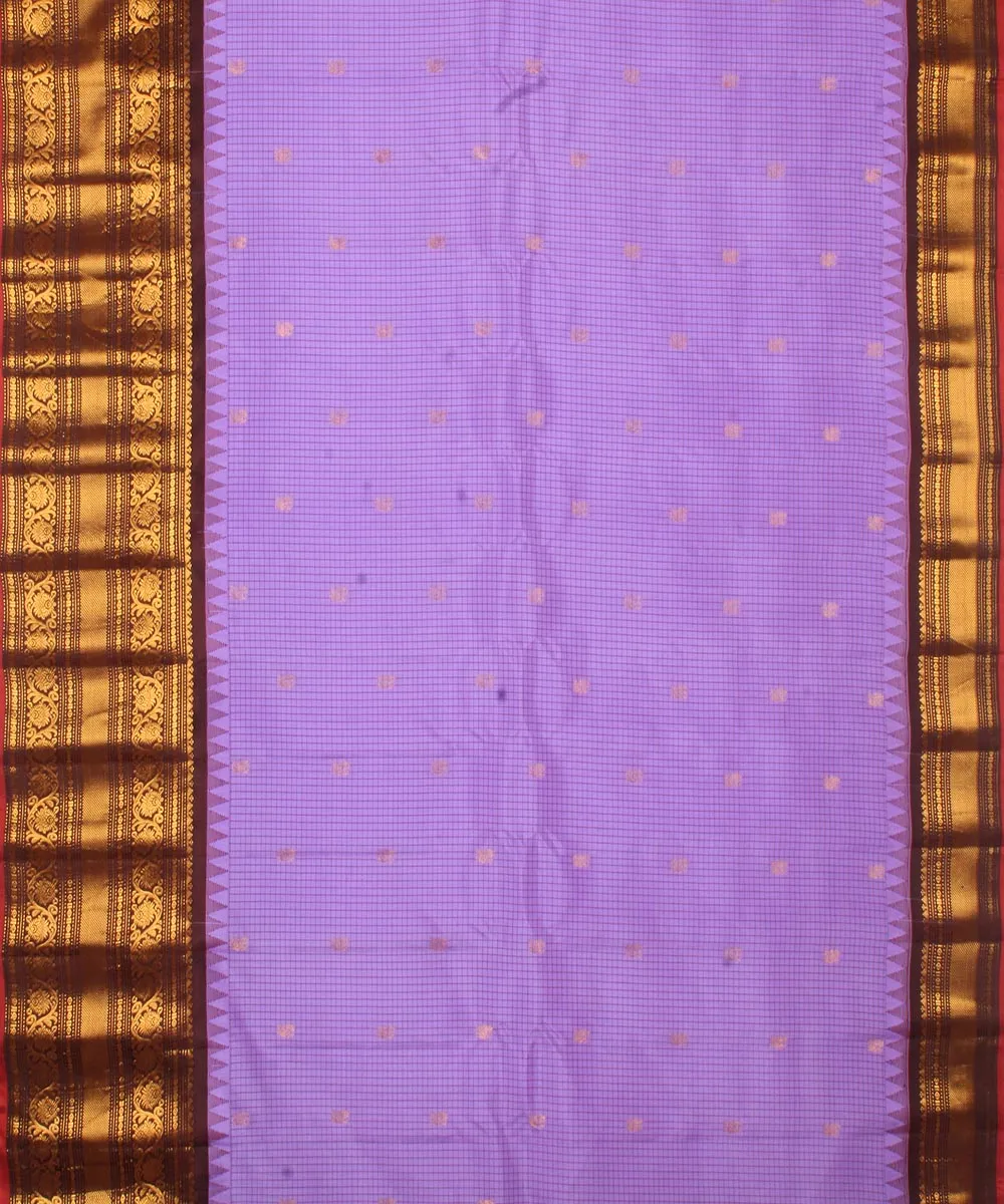 Blue brown handwoven gadwal silk saree