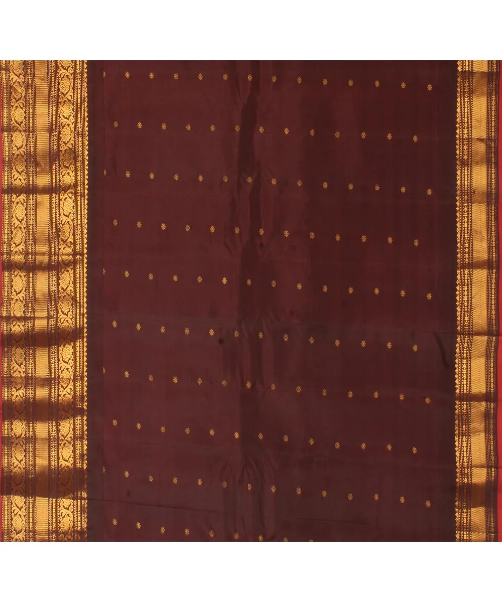 Blue brown handwoven gadwal silk saree