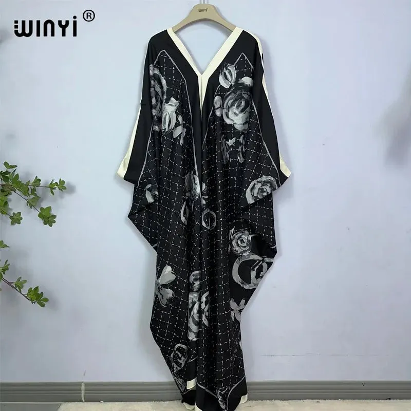 Bohemian Print Maxi Kaftan: Stylish Summer Abaya Dress for Women