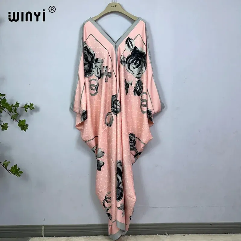 Bohemian Print Maxi Kaftan: Stylish Summer Abaya Dress for Women