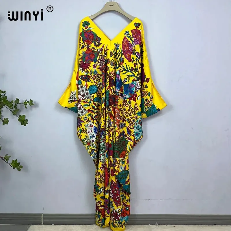 Bohemian Print Maxi Kaftan: Stylish Summer Abaya Dress for Women