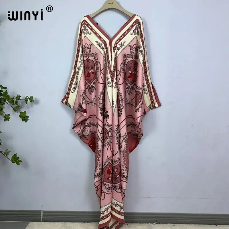 Bohemian Print Maxi Kaftan: Stylish Summer Abaya Dress for Women