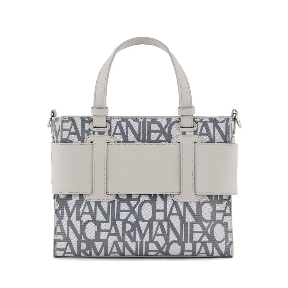 Borsa Donna a Mano con Tracolla ARMANI EXCHANGE colore Off White - Grey Misura Piccola