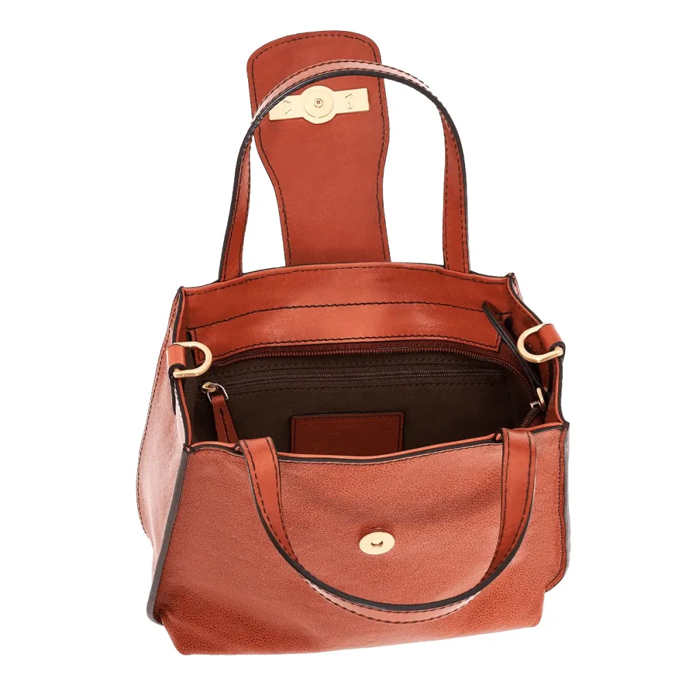 Borsa Donna a Mano con Tracolla THE BRIDGE linea Bice in Pelle Arancio Ruggine