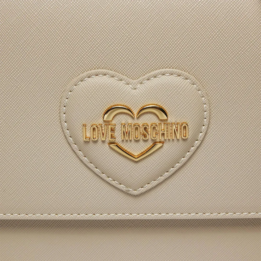 Borsa Donna a Spalla LOVE MOSCHINO linea Sweet Heart stampa Saffiano Avorio