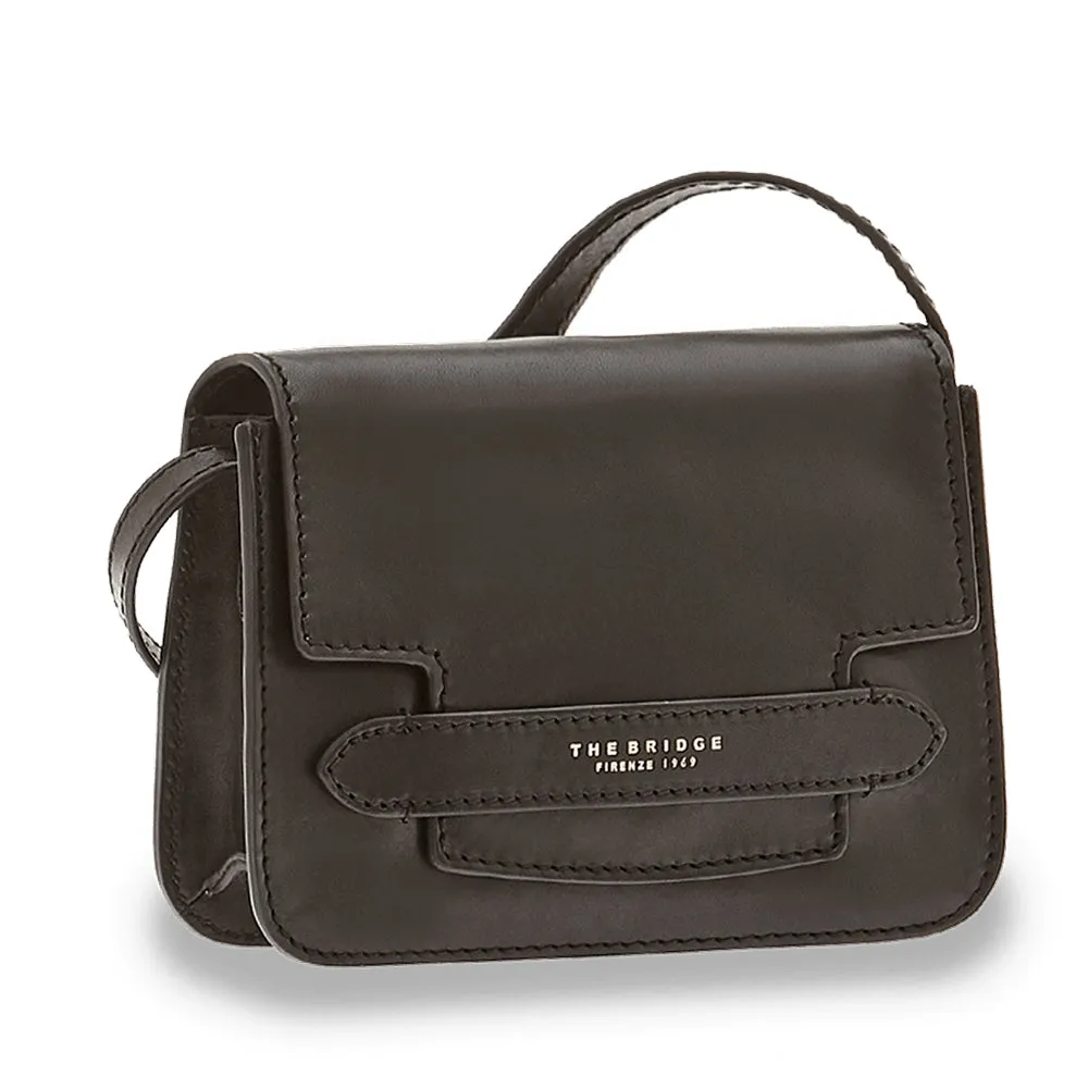 Borsa Donna a Tracolla Media THE BRIDGE in Pelle Nera linea Lucrezia