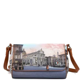 Borsa Donna a Tracolla Y NOT Chiusa Con Pattina YES-626 Stampa Catania Duomo