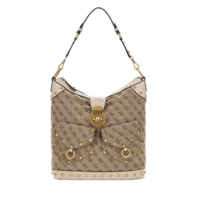 Borsa Donna Hobo a Spalla GUESS Linea Sardinia Colore Latte Logo