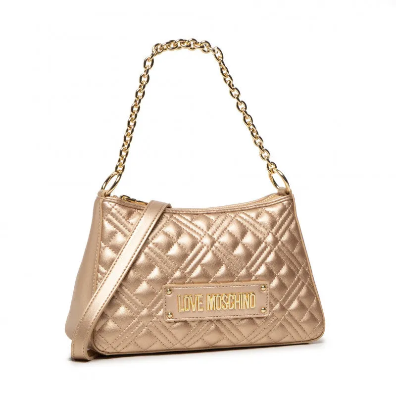 Borsa Donna Hobo a Spalla LOVE MOSCHINO linea Shiny Quilted color Oro JC4135