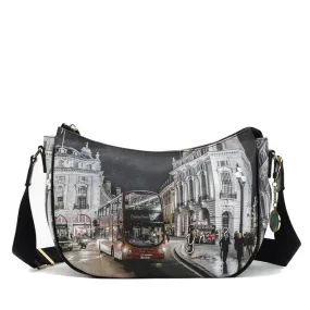 Borsa Donna Hobo Bag a Tracolla Y NOT YES-628 Stampa London By Night