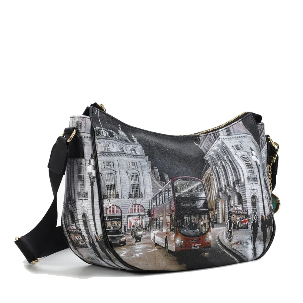 Borsa Donna Hobo Bag a Tracolla Y NOT YES-628 Stampa London By Night