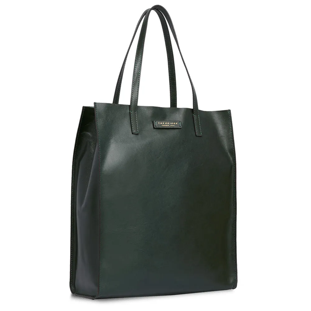 Borsa Donna Shopper Verticale THE BRIDGE in Pelle Verde Malachite linea Mirra