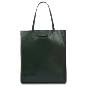 Borsa Donna Shopper Verticale THE BRIDGE in Pelle Verde Malachite linea Mirra