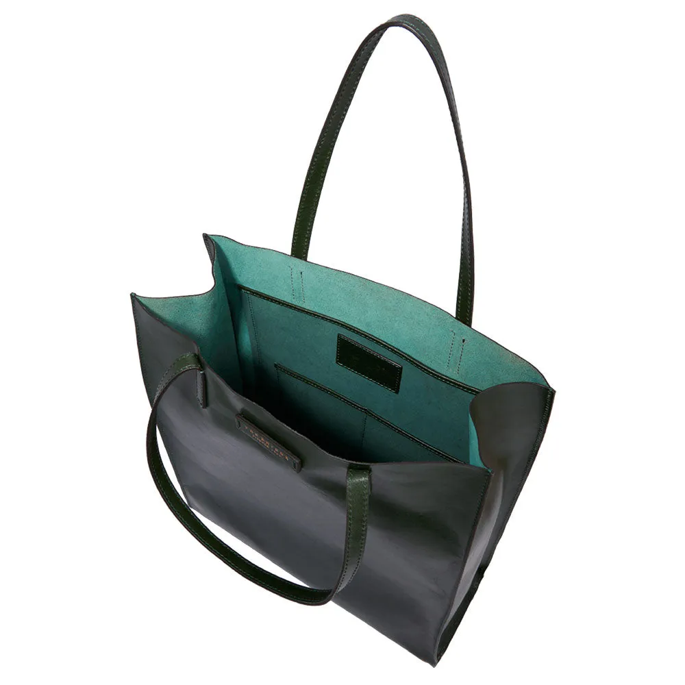 Borsa Donna Shopper Verticale THE BRIDGE in Pelle Verde Malachite linea Mirra