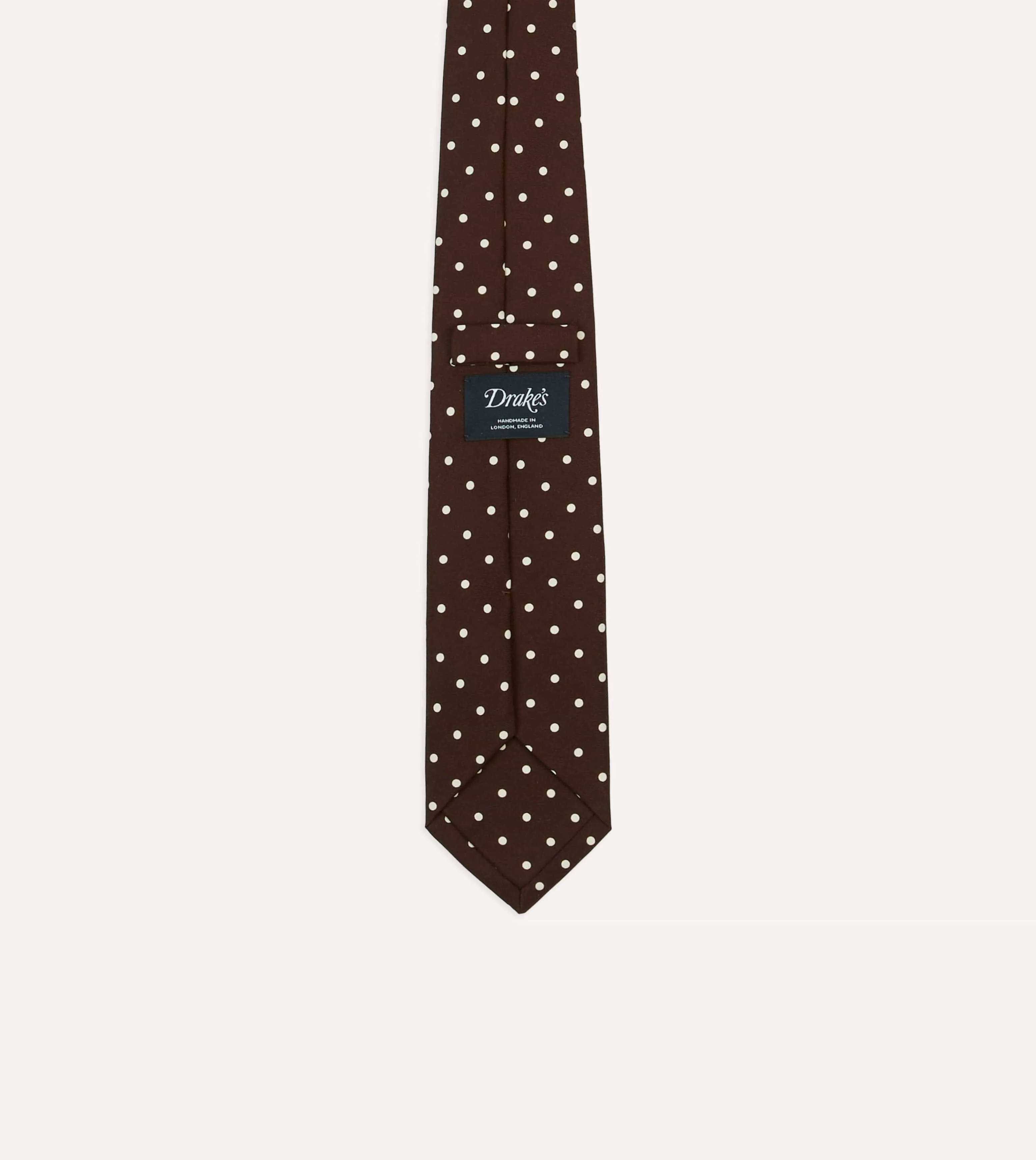 Brown Polka Dot Silk Self-Tipped Tie