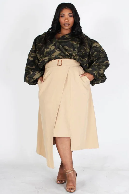 Camo Bubble Cropped Top