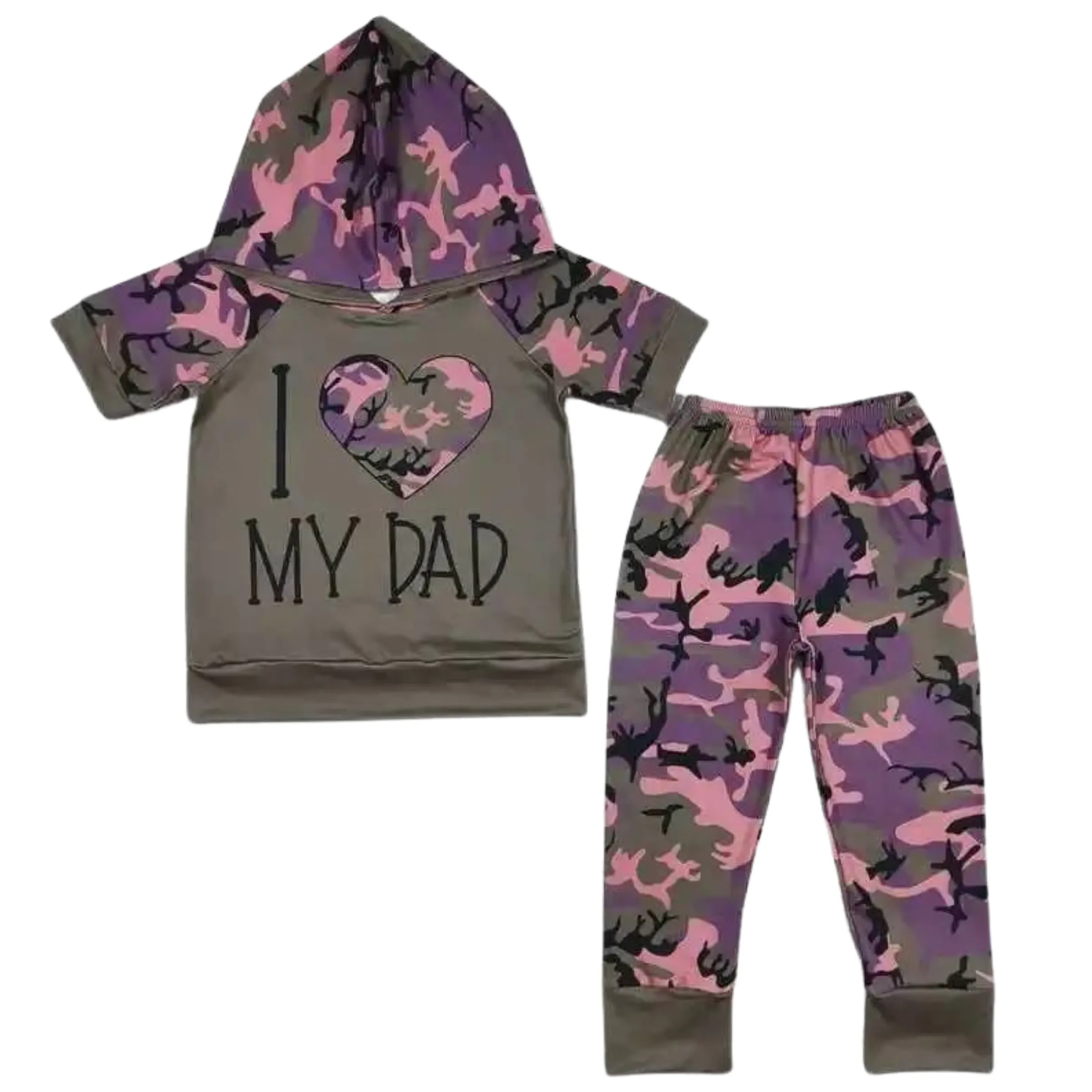 CAMO DAD Short Sleeve Hooded Pant Set Boy/Girl